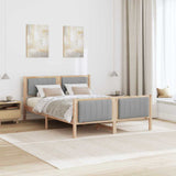 Bed frame Brown and light grey 135 x 190 cm Solid pine wood 878479
