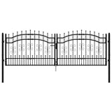 Fence Gate KAMPEN with Spear Top Black 302x100 cm Steel 151095