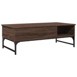 Coffee Table Brown Oak 100x50x35 cm Engineered Wood and Metal 845395