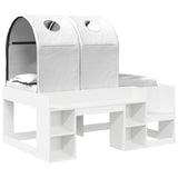 Bed with Tunnel with Shelf 3 pcs White Engineered Wood 3423503