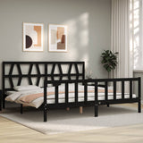 Bed Frame without Mattress Black 200x200 cm Solid Wood Pine 3192515
