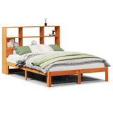 Bookcase Bed without Mattress Wax Brown 135x190 cm Doouble Solid Wood Pine 3322575