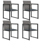 ZNTS 5 Piece Outdoor Dining Set with Cushions Poly Rattan Grey 317184