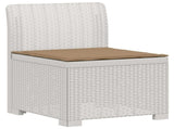 4-Seater Garden Sofa with Cushions Rattan Look PP White 3443972
