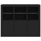 Sideboard Set of 3 Black Engineered wood, Glass Sideboard 3209101