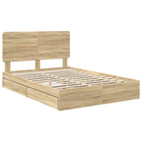 Storage Bed with Drawer Sonoma Oak 150 x 200 cm Engineered Wood 3412674