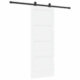 Sliding Door White and Black 78 x 202 cm Solid Pine Wood 3333359