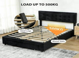 King Size Ottoman Bed Frame, with Front Drawer - Black T3398P425428