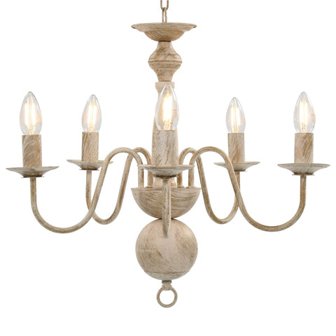 Chandelier Antique White 5 x E14 Bulbs 281614