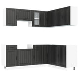 11 Piece Kitchen Cabinet Set "Kalmar" Black Engineered Wood 3314942