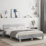 Bed Frame with LED without Mattress Concrete Grey 140x190 cm 3207563