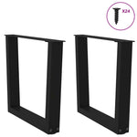 ZNTS Dining Table Legs V-Shape 2 pcs Black 50x cm Steel 4012628