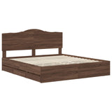 Bed Frame with Drawer Brown Oak 200 x 200 cm Engineer Wood 3413386