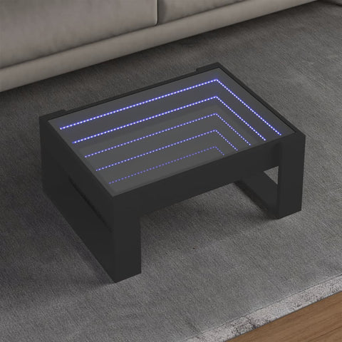 ZNTS Coffee Table with Infinity LED Black 70x53x30 cm 847631