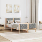 Bed Frame Light Grey 135 x 190 cm Solid Pine Wood 878409