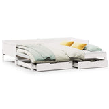 Daybed with Trundle and Drawers without Mattress White 90x190 cm Single 3302218