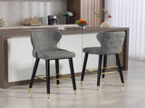 Bar Stools Set of 2, PU Leather Barstools with Back, Footrest and Wood Legs for Kitchen, Counter, T3398P423522