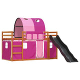 Bunk Bed without Mattress with Slide and Curtains Pink 90x200 cm 3284142