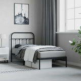 Bed Frame Black Powder-Coated Steel Single Industrial Bed Frame 352571