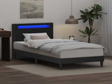 Bed Frame with LED Strip Lights Black 90 x 190 cm Faux Leather 42028037