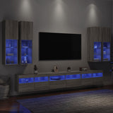 7 Piece TV Wall Cabinet Set with LED Lights Grey Sonoma 3216783