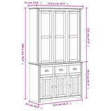 Highborad "BODO" White and Brown 115.5x43x200.5cm Solid Wood Pine 3206452