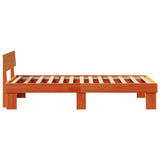 Bed Frame with Headboard Wax Brown 75 x 190 cm Solid Pine Wood 872595