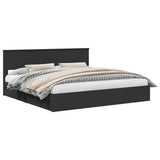 Storage Bed with Headboard Black 200 x 200 cm Engineered Wood 3410764