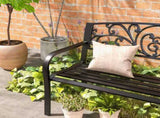 2 Seater Metal Garden Park Bench Porch Outdoor Furniture Patio Chair Seat Black UK T3398P325172