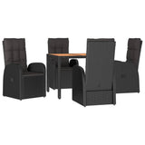 ZNTS 5 Piece Garden Dining Set Black Poly Rattan&Solid Wood Acacia 3157634