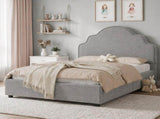 Scalloped Upholstered Kids Bed Frame 3FT Single - Princess Style Bed with Curved N606P480970G