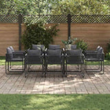 Garden Dining Set 11 pcs Black Steel 3335884