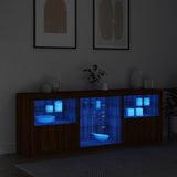 Sideboard with LED Lights Brown Oak 181.5x37x67 cm 3209043