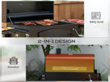 Charcoal Barbecue Grill Trolley Garden Smoker with Shelves, Adjustable Height, Thermometer on Lid, T3398P318759
