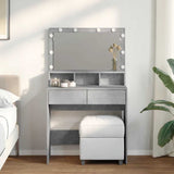 Dressing Table with LED Concrete Grey 80x41x134.5 cm 848188