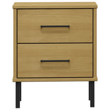 Bedside Cabinet with Metal Legs Brown Solid Wood Pine OSLO 350973