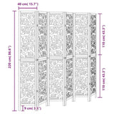 Room Divider 6 Panels Black Solid Wood Paulownia 358764