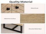 MDF 2-Tier Storage Cabinet Steel Frame Handles Tabletop Unique Home Style Organiser, 80H x 80L x T3398P344779