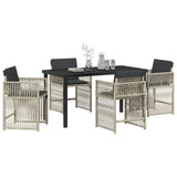 Garden Dining Set 5 pcs Light Grey Powder-Coated Steel 3380666