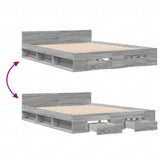 Bed Frame with Drawers without Mattress Grey Sonoma 120x200 cm 3280760