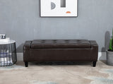 PU Leather Storage Ottoman Bench Storage Chest Tufted Ottoman Cube w/ Flipping Top 92L x 40W x 40H T3398P328176