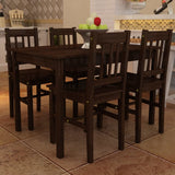 Dining Set 5 Pieces Pine Wood Brown 241221