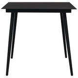 Dining Set Oak and Black Poly Rattan, Powder-Coated Steel, Glass 3060231