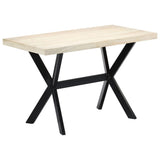Dining Table White and black Solid mango wood, steel 120x60x75 cm 247442