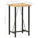 ZNTS Bar Table 60x60x107 cm Rough Mango Wood 286610