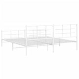 Metal Bed Frame without Mattress with Footboard White 193x203cm 355634