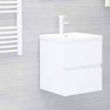 Sink Cabinet with Built-in Basin White Engineered Wood 3071531