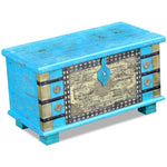 ZNTS Storage Chest Blue Mango Wood 80x40x45 cm 243332