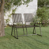 ZNTS 2-Seater Garden Bench 165 cm Black Steel 318819