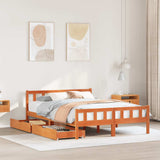 Bed Frame without Mattress Wax Brown 150x200 cm King Size Solid Wood Pine 3301591